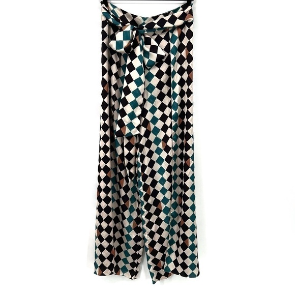 PatBO Pants Wide Leg Check Print High Waist Multicolor Size 8 - Picture 3 of 11